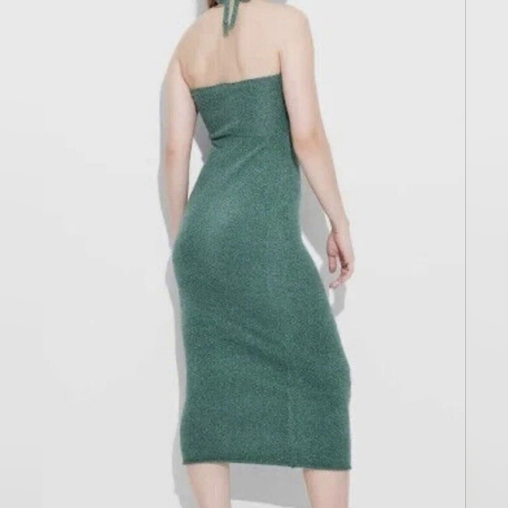 Wild Fable Green Ribbed Bodycon Dress Cocktail - Picture 2 of 10